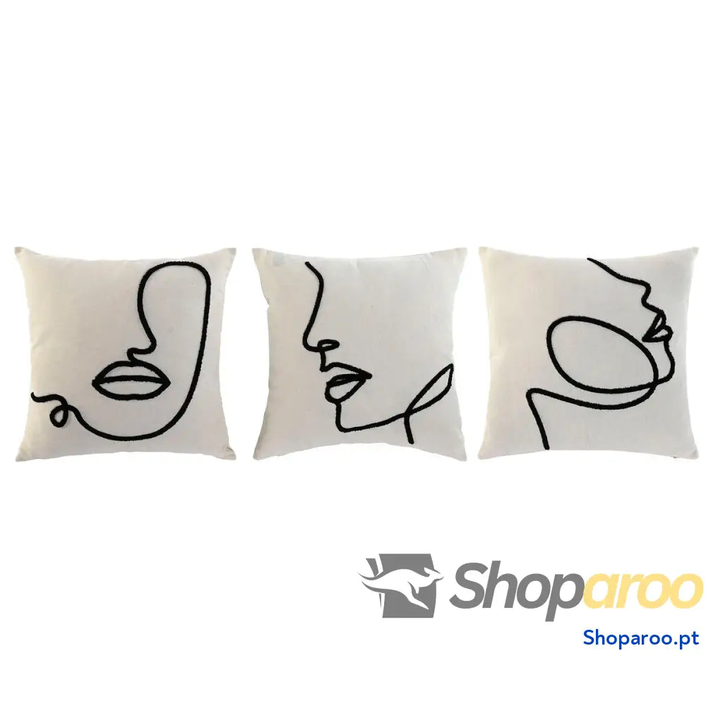 Almofada Home ESPRIT Natural 45 x 15 x 45 cm (3 Unidades)