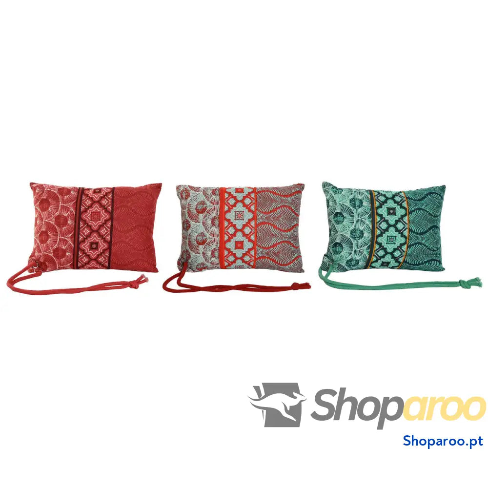 Almofada Home ESPRIT Vermelho Verde Coral 30 x 10 x 20 cm (3 Unidades)