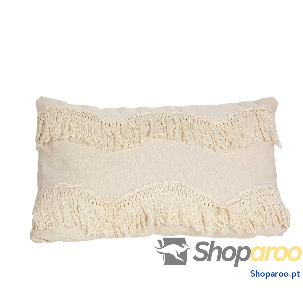 Almofada Romimex Branco Com franja 30 x 10 x 50 cm