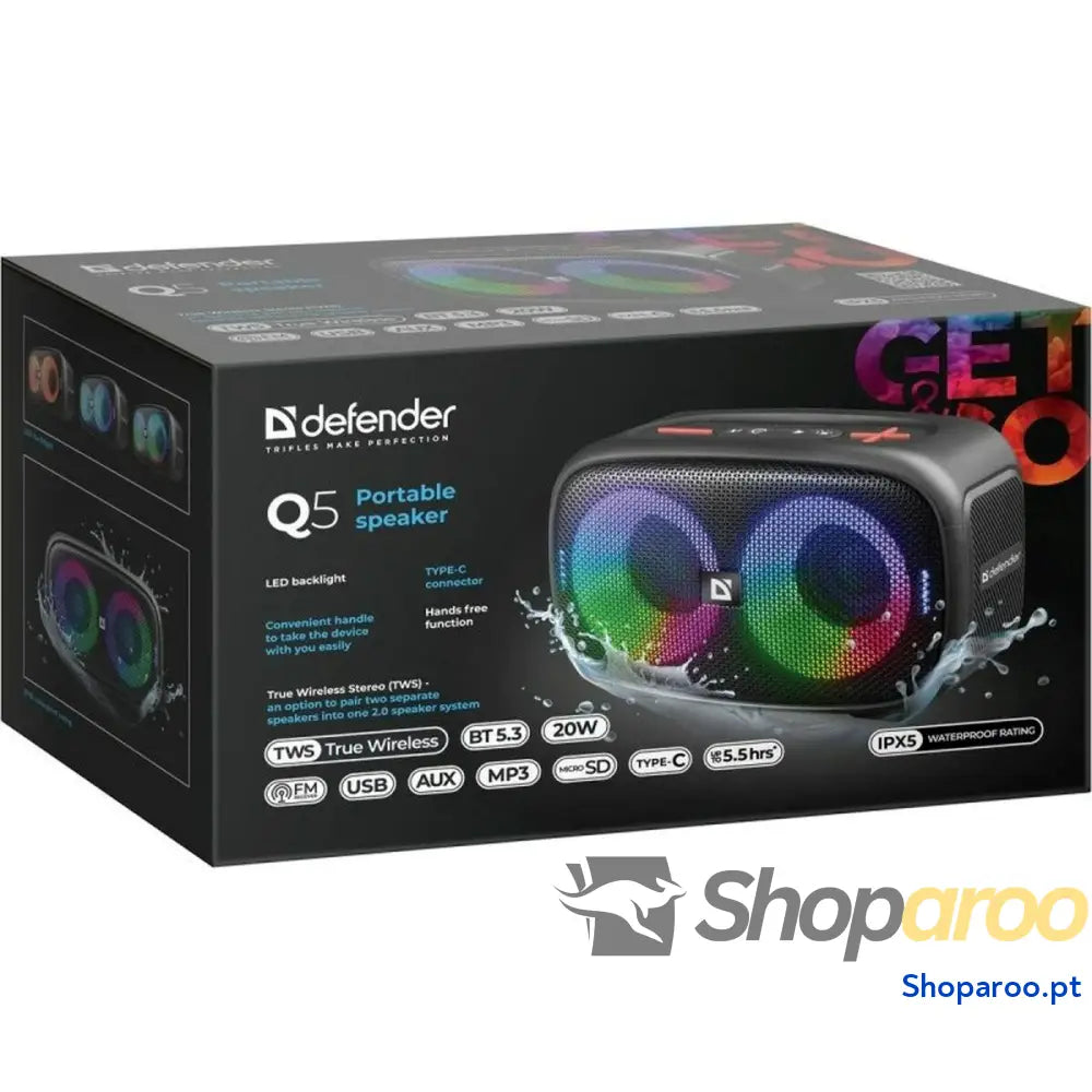 Altifalante Bluetooth Portátil Defender 65305 Preto 20 W