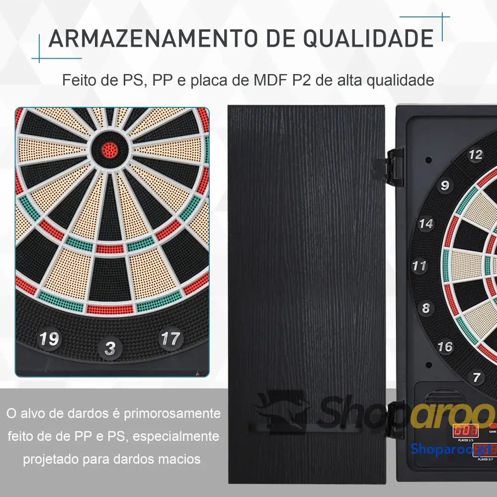 Alvo eletrônico digital para até 8 jogadores com 12 dardos e 30 pontas portas de tela LED 27 jogos diferentes 51x6,5x57
