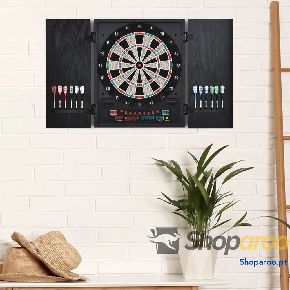 Alvo eletrônico digital para até 8 jogadores com 12 dardos e 30 pontas portas de tela LED 27 jogos diferentes 51x6,5x57