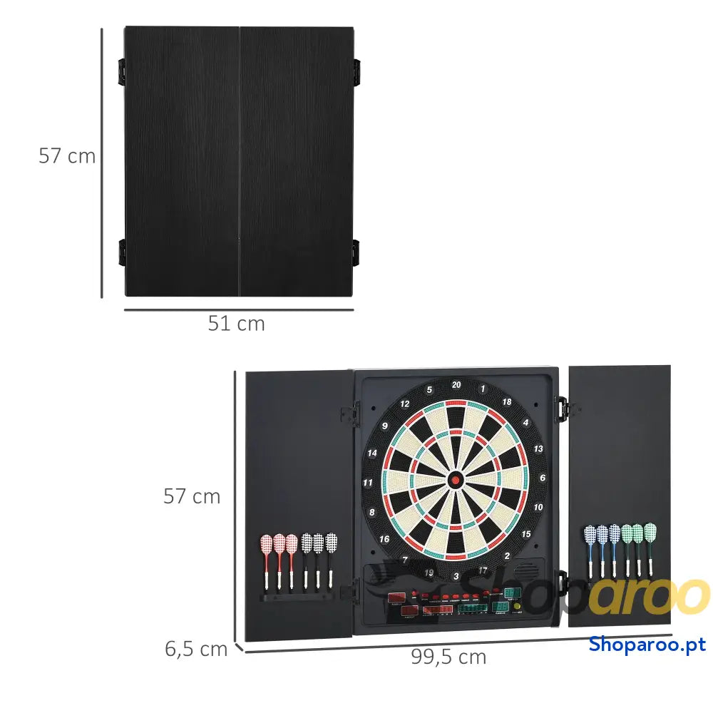 Alvo eletrônico digital para até 8 jogadores com 12 dardos e 30 pontas portas de tela LED 27 jogos diferentes 51x6,5x57