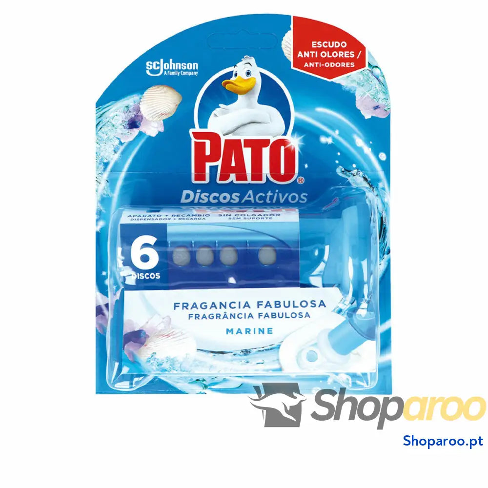 Ambientador de ar casa banho Pato Discos Activos Marinha 6 Unidades Desinfetante