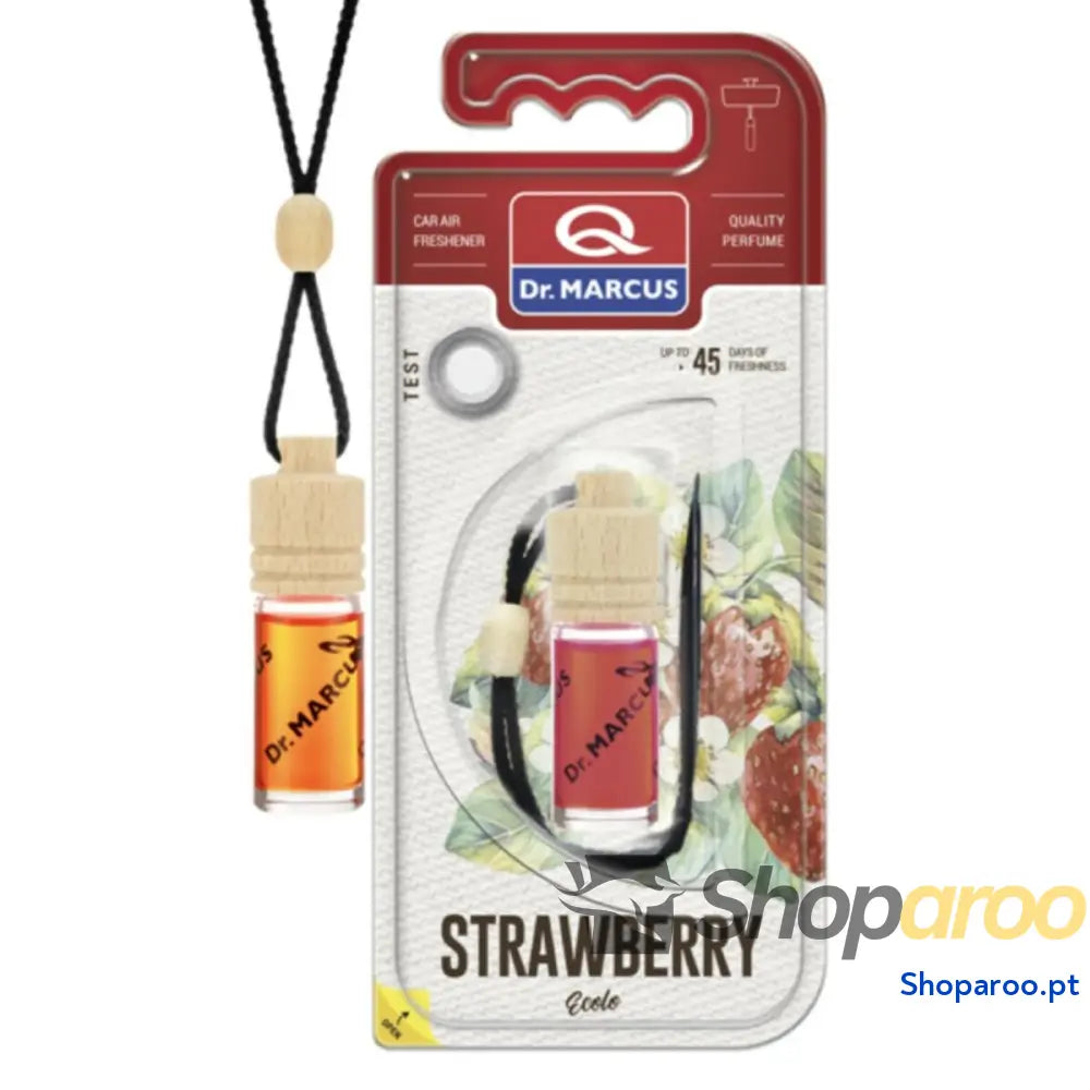 Ambientador Para Automóveis Dr Marcus Ecolo Morango 4,5 ml Madeira Cristal Fragância Colar 4 Peças