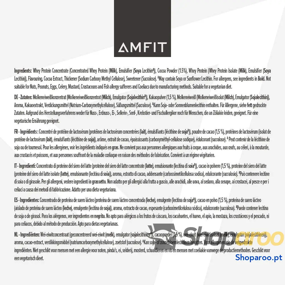 Amfit Nutrition Proteína de soro leite em pó chocolate 33 porções 1 kg (embalagem 1)