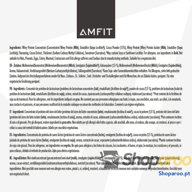 Amfit Nutrition Proteína de soro leite em pó chocolate 33 porções 1 kg (embalagem 1)