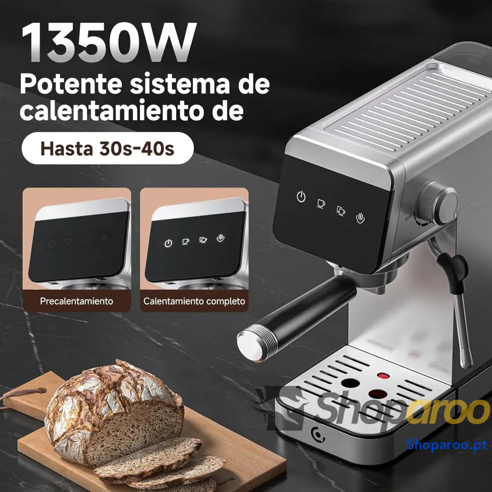 AMZCHEF Cafeteira expresso de 20 barras com ecrã LED máquina café tudo em um depósito removível 1,2 litros