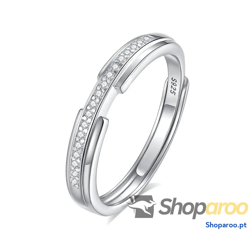 Anel de casal com diamantes em prata S925