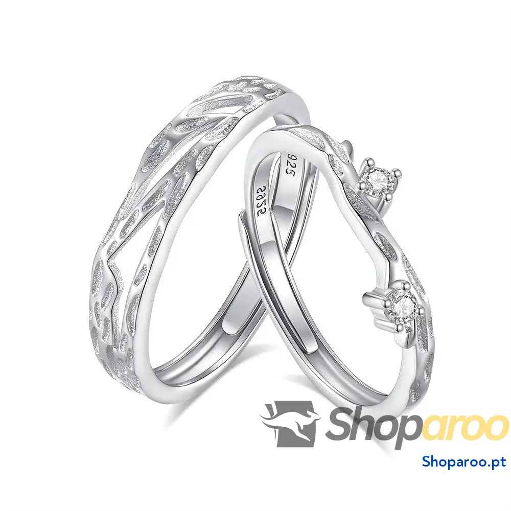 Anel de Noivado Casal em Prata S925 Estilo Chinês Lianlizhi Ajustável