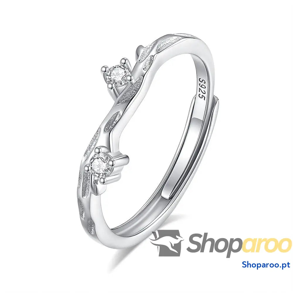 Anel de Noivado Casal em Prata S925 Estilo Chinês Lianlizhi Ajustável