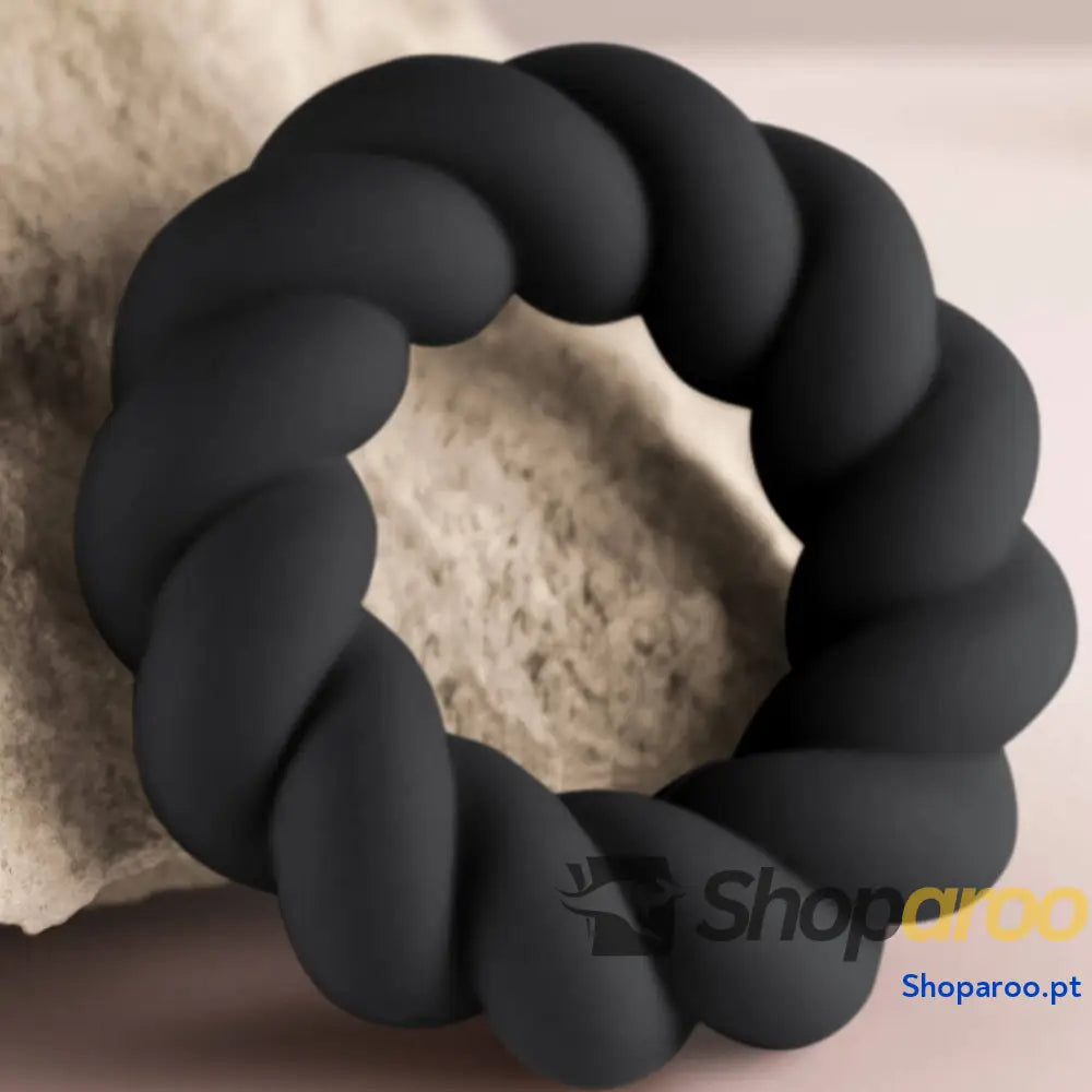 ANEL PENIANO MASTURBADOR DE SILICONE PRETO TWIST ROCKS-OFF