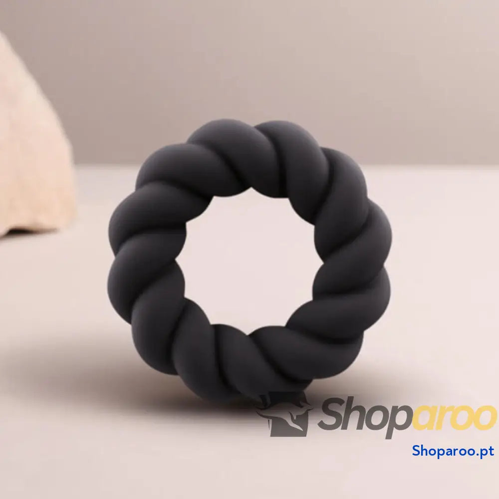 ANEL PENIANO MASTURBADOR DE SILICONE PRETO TWIST ROCKS-OFF