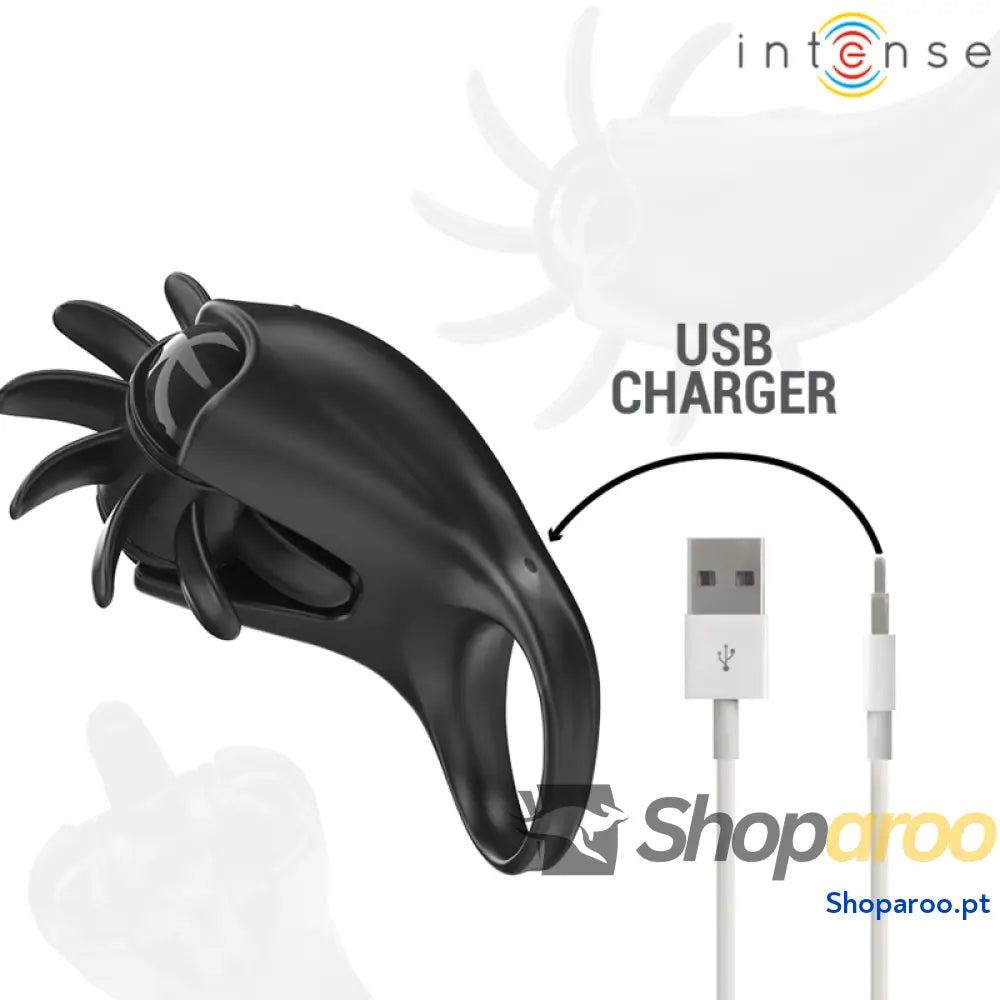 ANEL VIBRATÓRIO 10 VIBRAÇÕES COM ESTIMULADOR DE CLITÓRIS PRETO