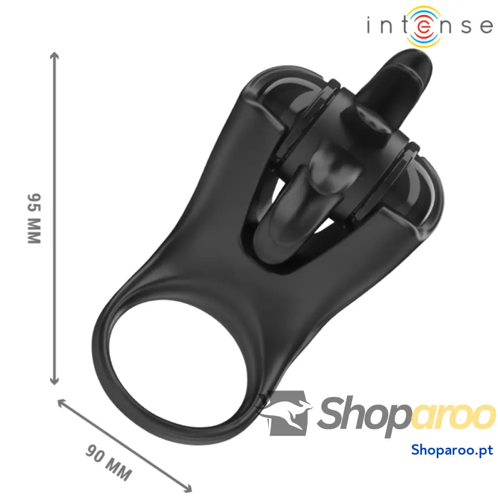 ANEL VIBRATÓRIO 10 VIBRAÇÕES COM ESTIMULADOR DE CLITÓRIS PRETO