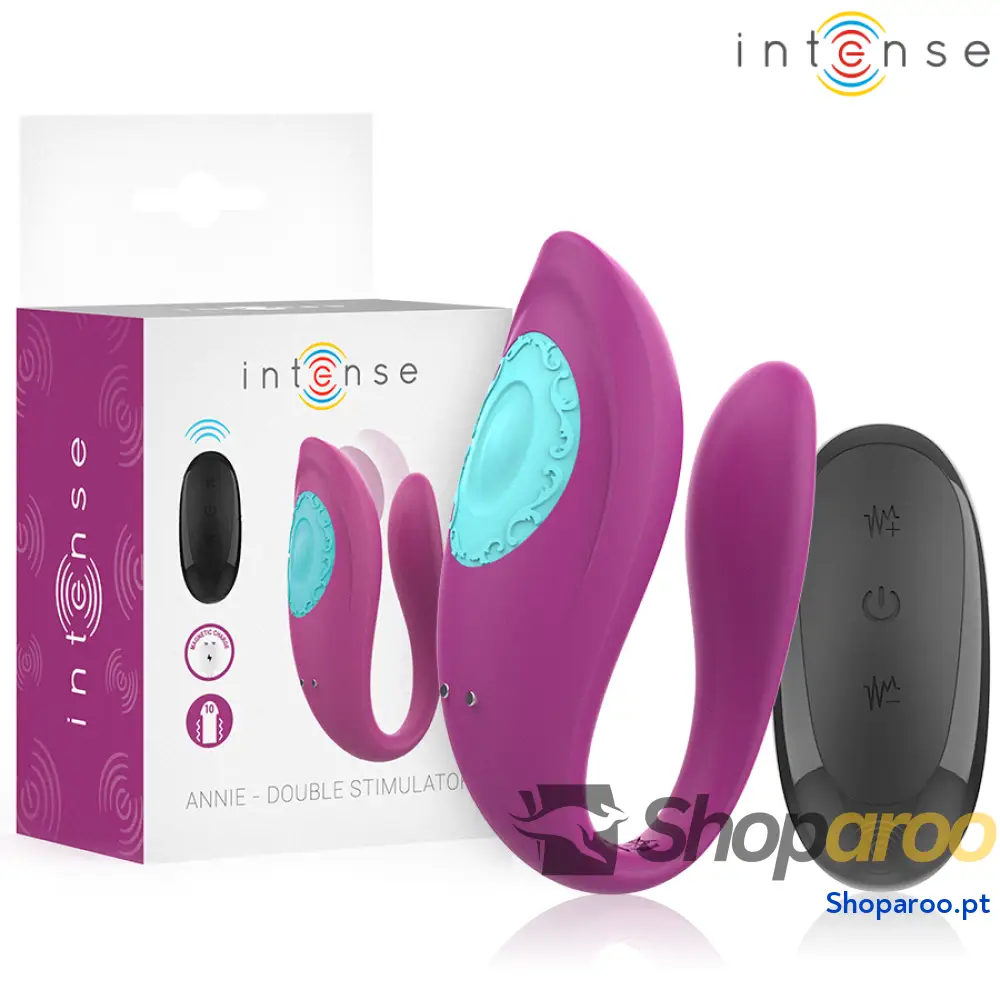 ANNIE VIBRADOR E ESTIMULADOR EM FORMA DE U ROXO CONTROLE REMOTO