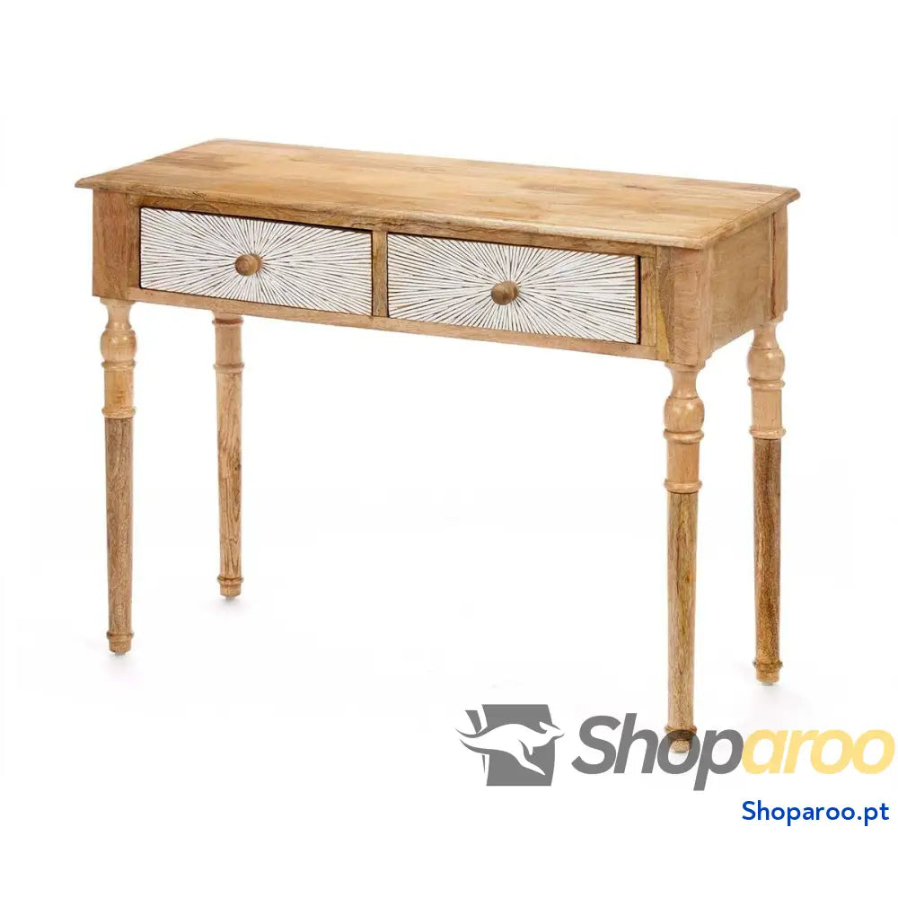Aparador com 2 Gavetas Gift Decor 35 Branco Castanho 98 x 77 42 cm Riscas