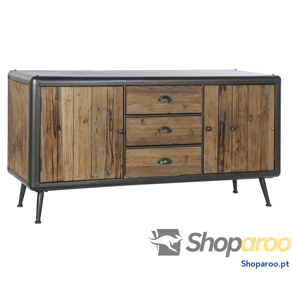 Aparador DKD Home Decor 144 x 45 75 cm Abeto Natural Metal Cinzento claro