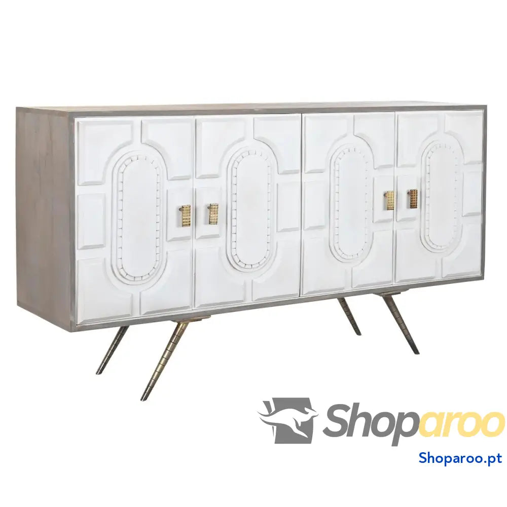 Aparador DKD Home Decor Branco Cinzento Dourado Metal Madeira de mangueira 152 x 43 84 cm