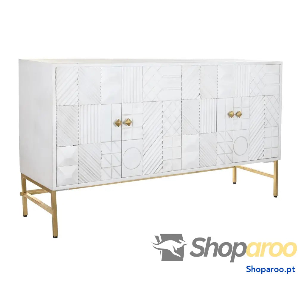 Aparador DKD Home Decor Branco Latão Madeira de mangueira 157 x 43 84 cm 153 Losangos