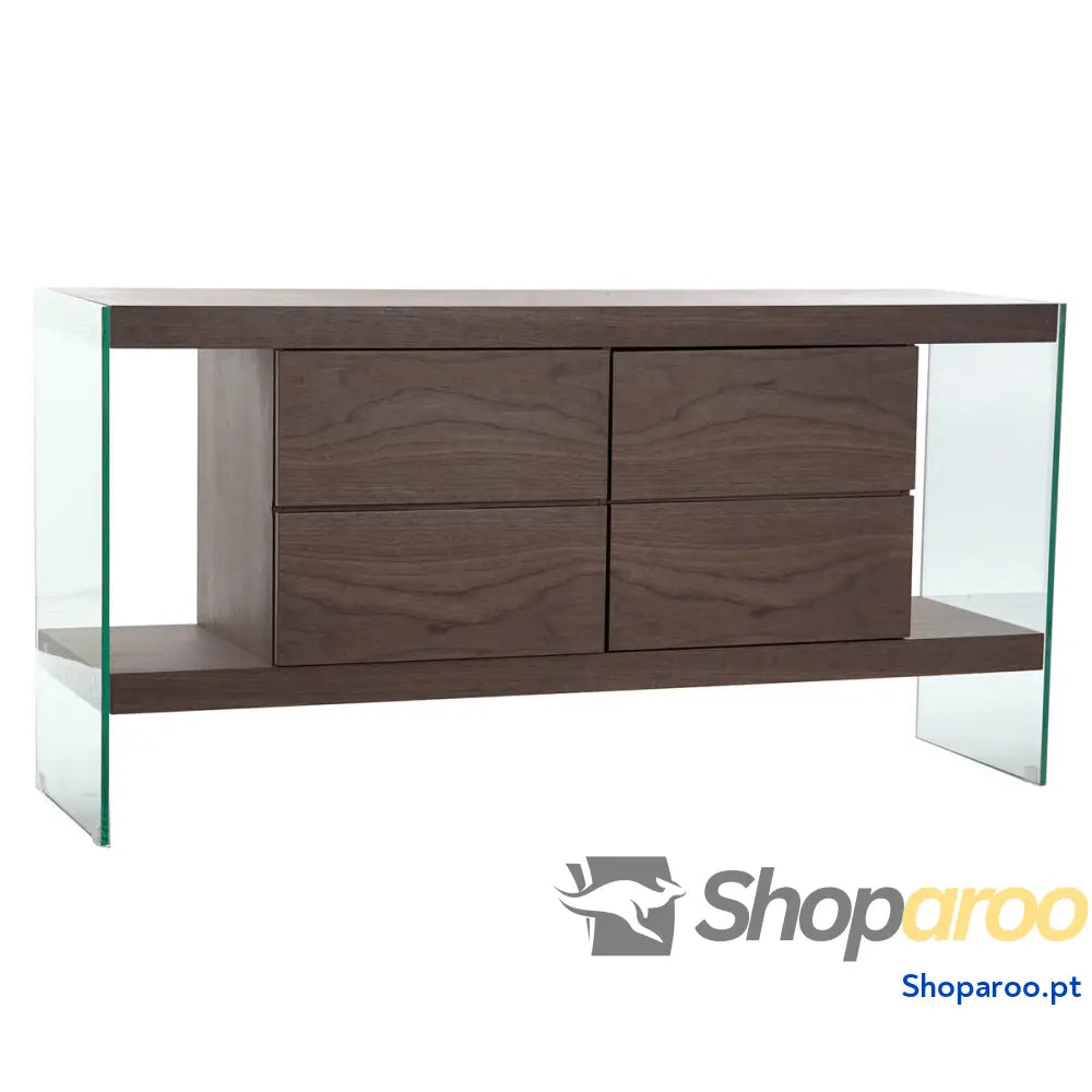 Aparador DKD Home Decor Castanho Transparente Cristal Nogueira Madeira MDF 160 x 45 80 cm