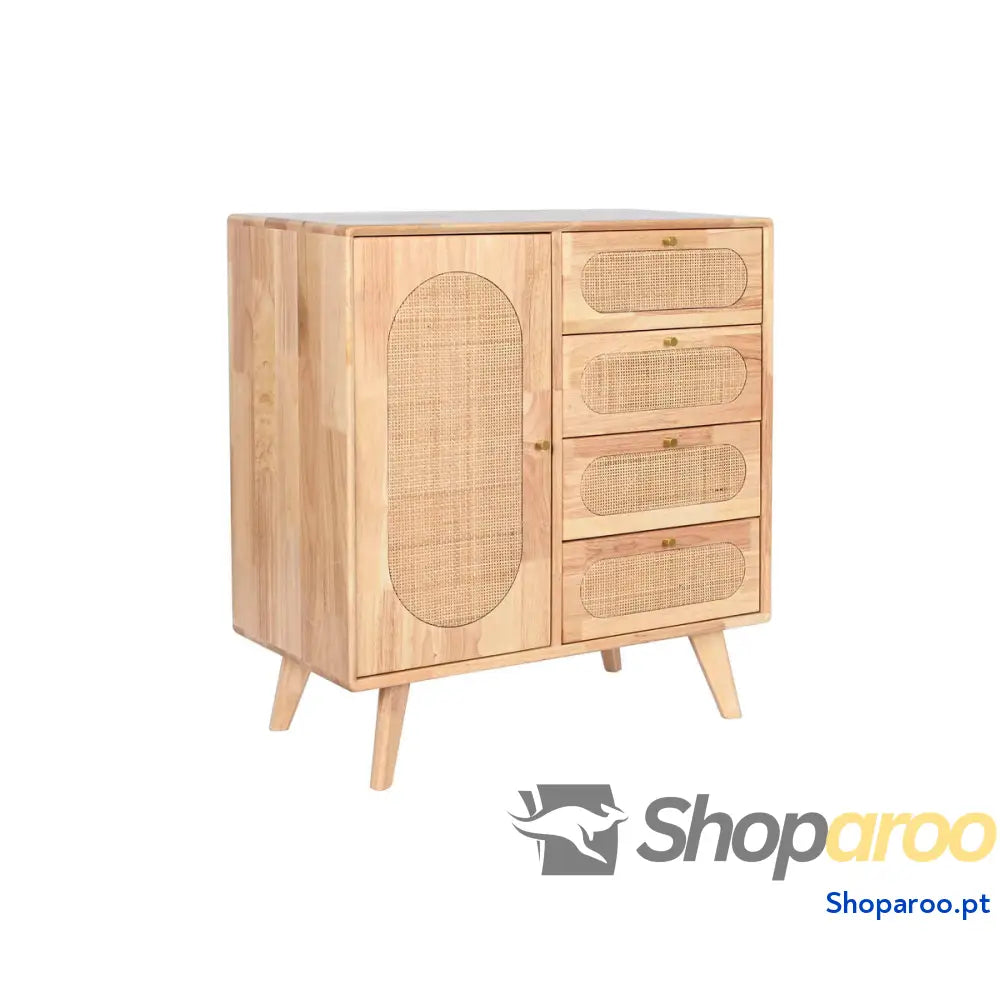 Aparador DKD Home Decor Natural Metal Rotim Madeira da borracha 73,5 x 35 78 cm