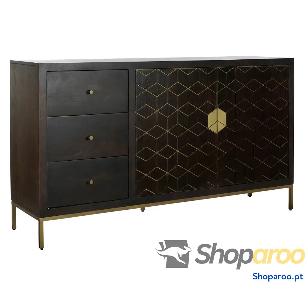 Aparador DKD Home Decor Preto Dourado Catanho escuro Metal Acácia 160 x 40 90 cm