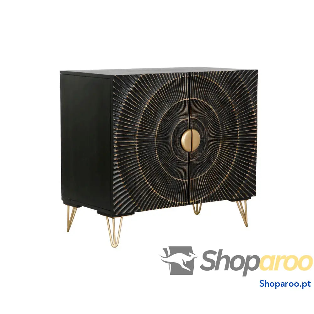 Aparador DKD Home Decor Preto Dourado Metal Madeira de mangueira 81 x 45 75 cm