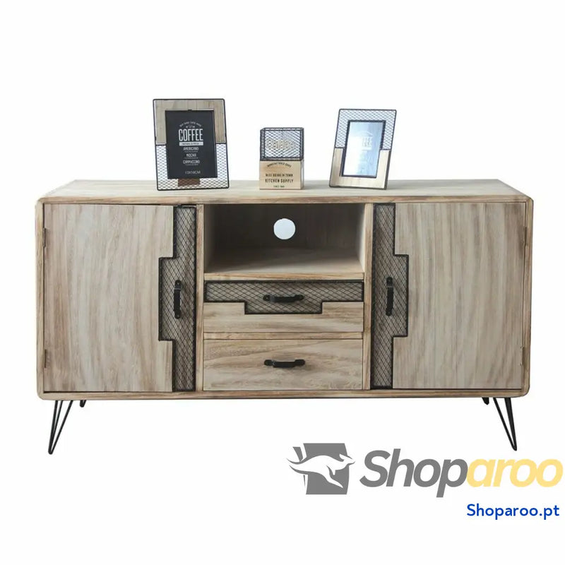 Aparador DKD Home Decor Preto Natural Metal Madeira de paulónia 120 x 41 65 cm