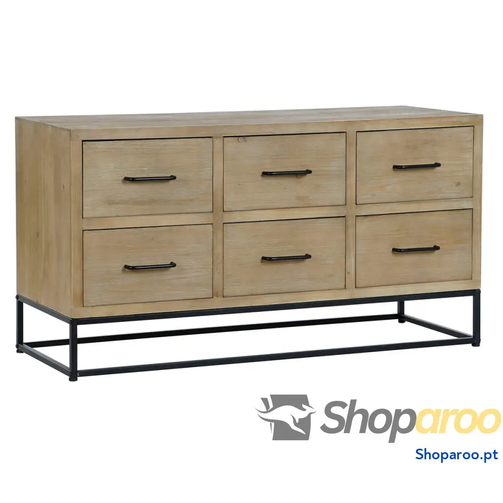 Aparador DKD Home Decor Preto Natural Metal Madeira MDF 120 x 40 64 cm