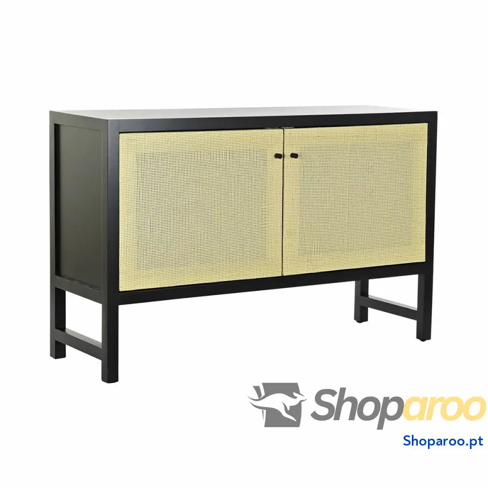 Aparador DKD Home Decor Preto Natural Rotim Abeto 120 x 38 76 cm