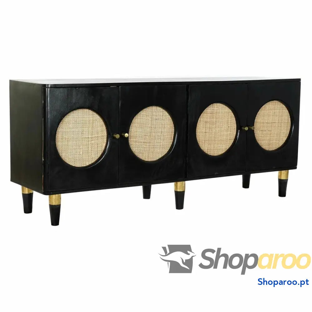 Aparador DKD Home Decor Preto Natural Rotim Madeira de mangueira 150 x 40 65 cm