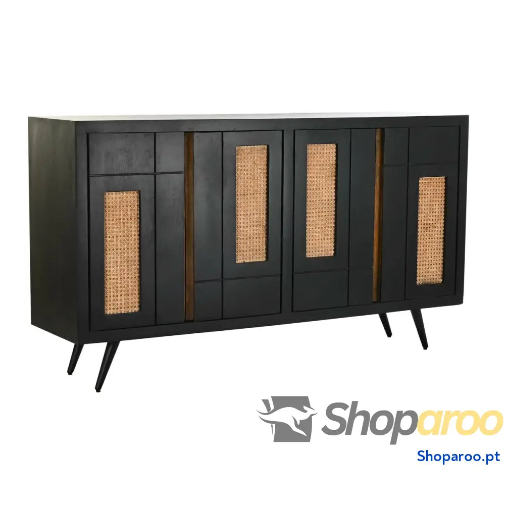 Aparador DKD Home Decor Preto Rotim Madeira de mangueira 160 x 40 90 cm
