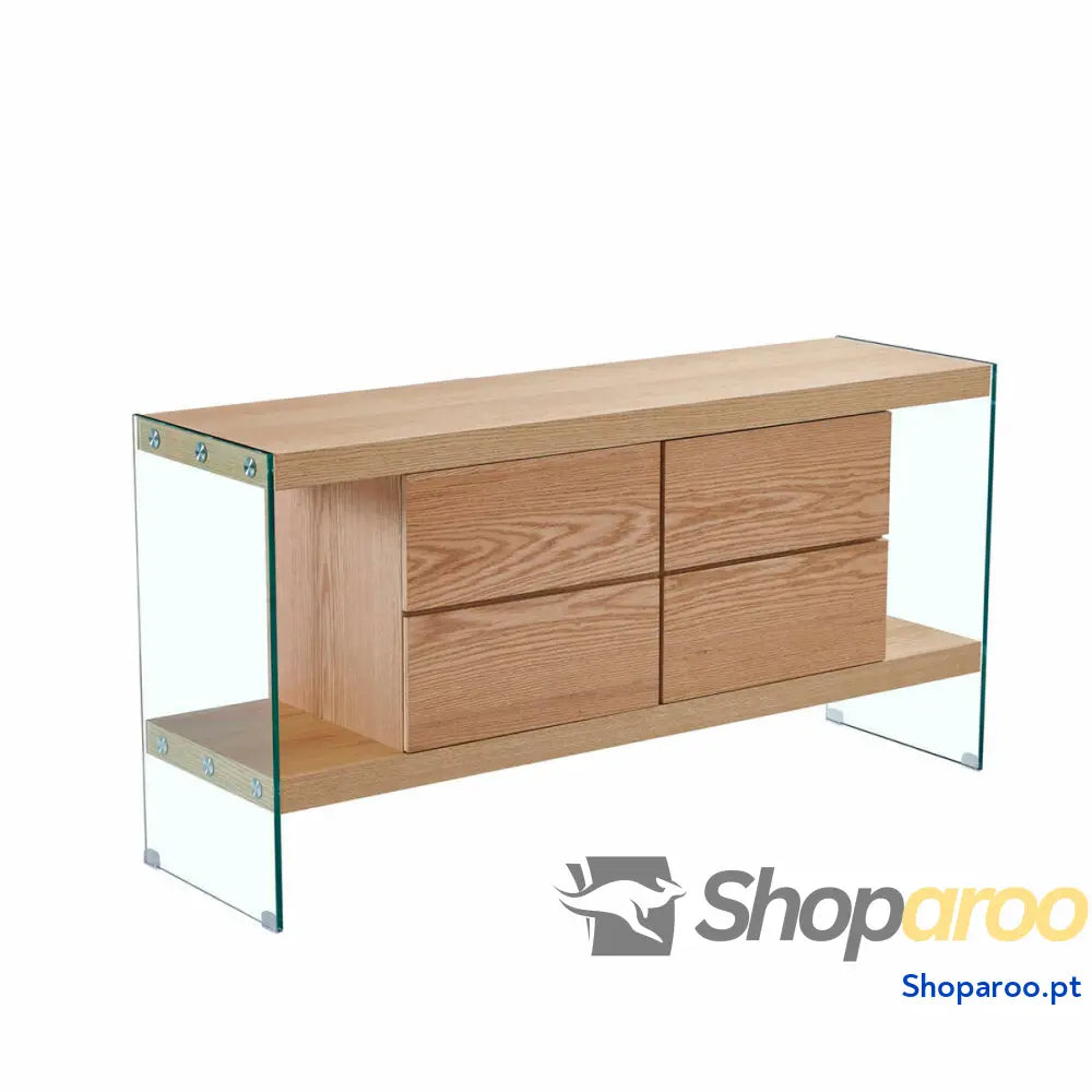Aparador DKD Home Decor Transparente Marrom claro Cristal Madeira MDF 160 x 45 80 cm