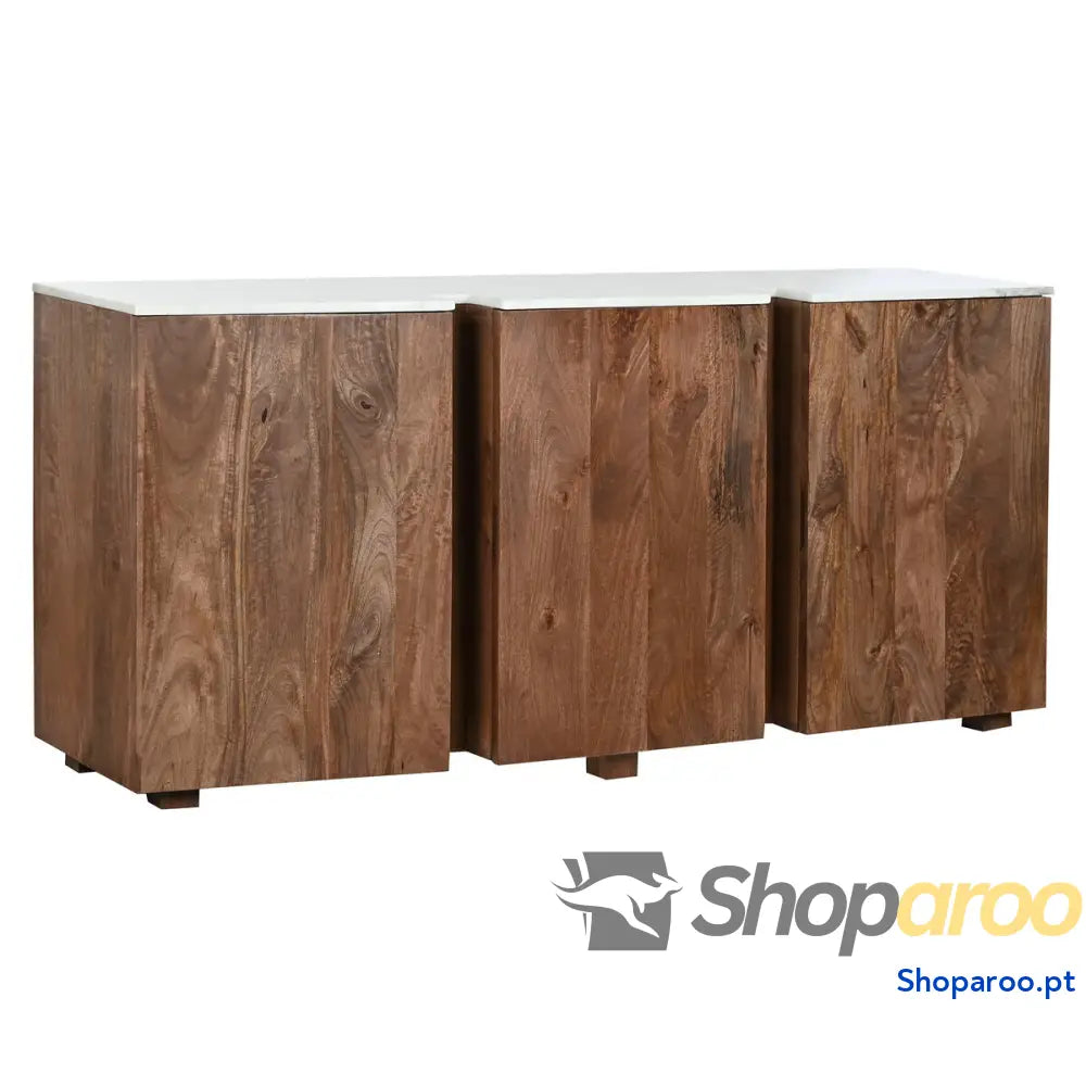 Aparador Home ESPRIT Branco Castanho Mármore Madeira de mangueira 162,5 x 47 76 cm