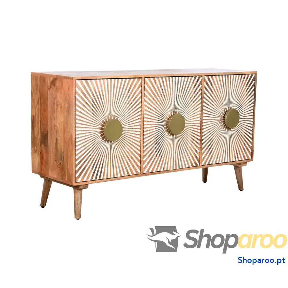 Aparador Home ESPRIT Branco Dourado Natural Madeira 145 x 45 80 cm