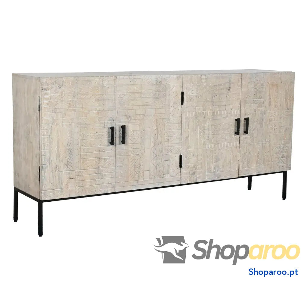 Aparador Home ESPRIT Branco Metal Madeira de mangueira 180 x 40 85 cm