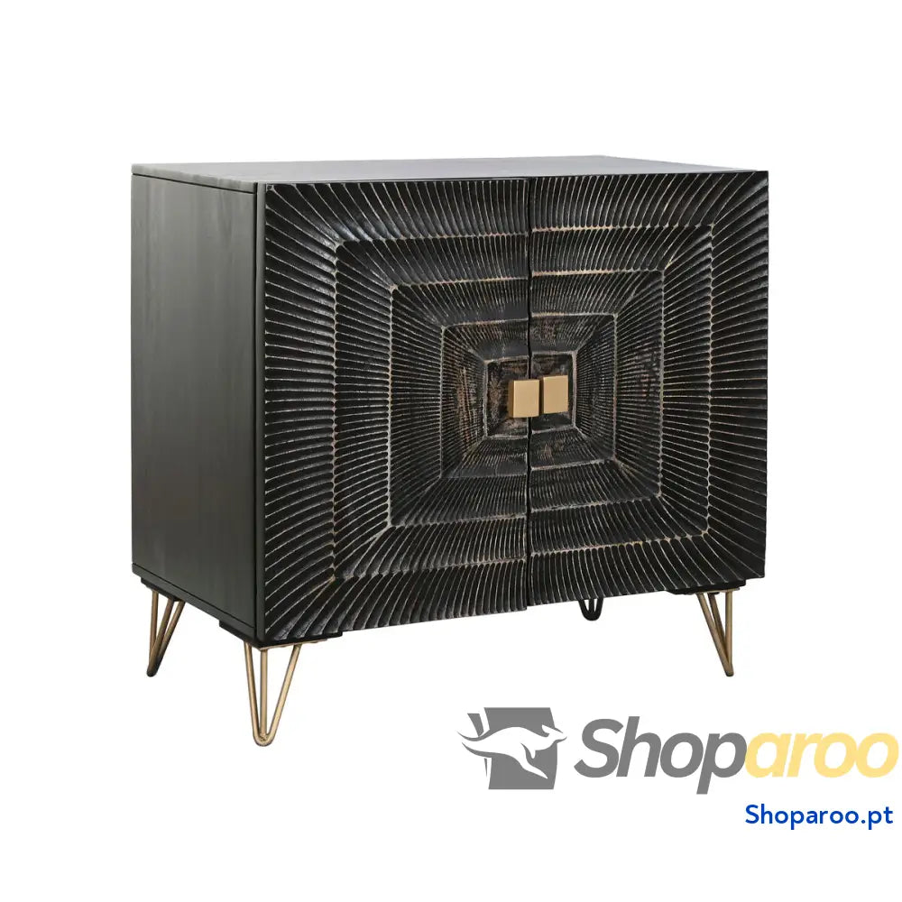 Aparador Home ESPRIT Preto Dourado Metal Madeira de mangueira 81 x 45 75 cm