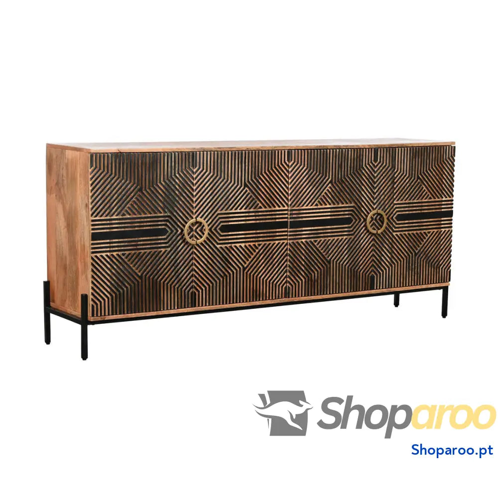 Aparador Home ESPRIT Preto Dourado Natural Madeira 180 x 40 80 cm