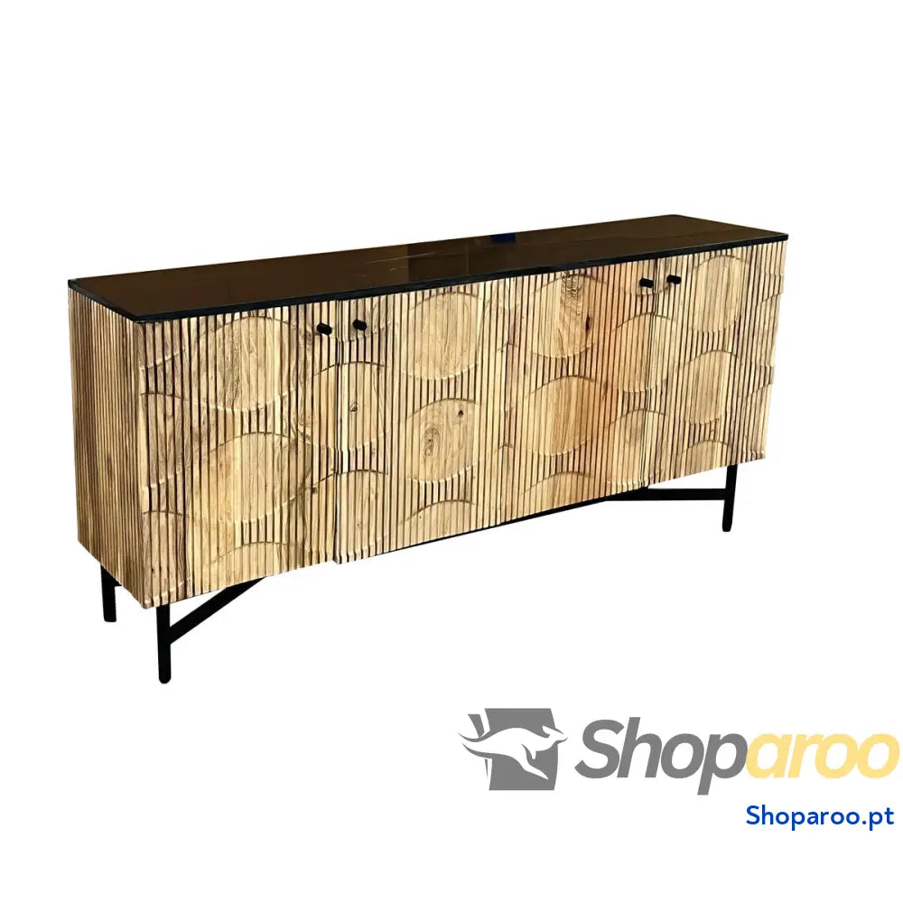 Aparador Home ESPRIT Preto Natural Mármore Acácia 175 x 40 76 cm