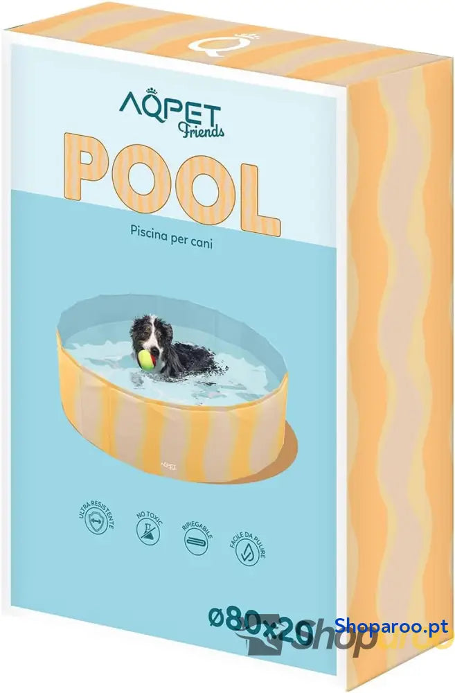 AQPET AqpetFriends Piscina de plástico para cães e animais estimação dobrável jardim design do mar 80 x 20 cm