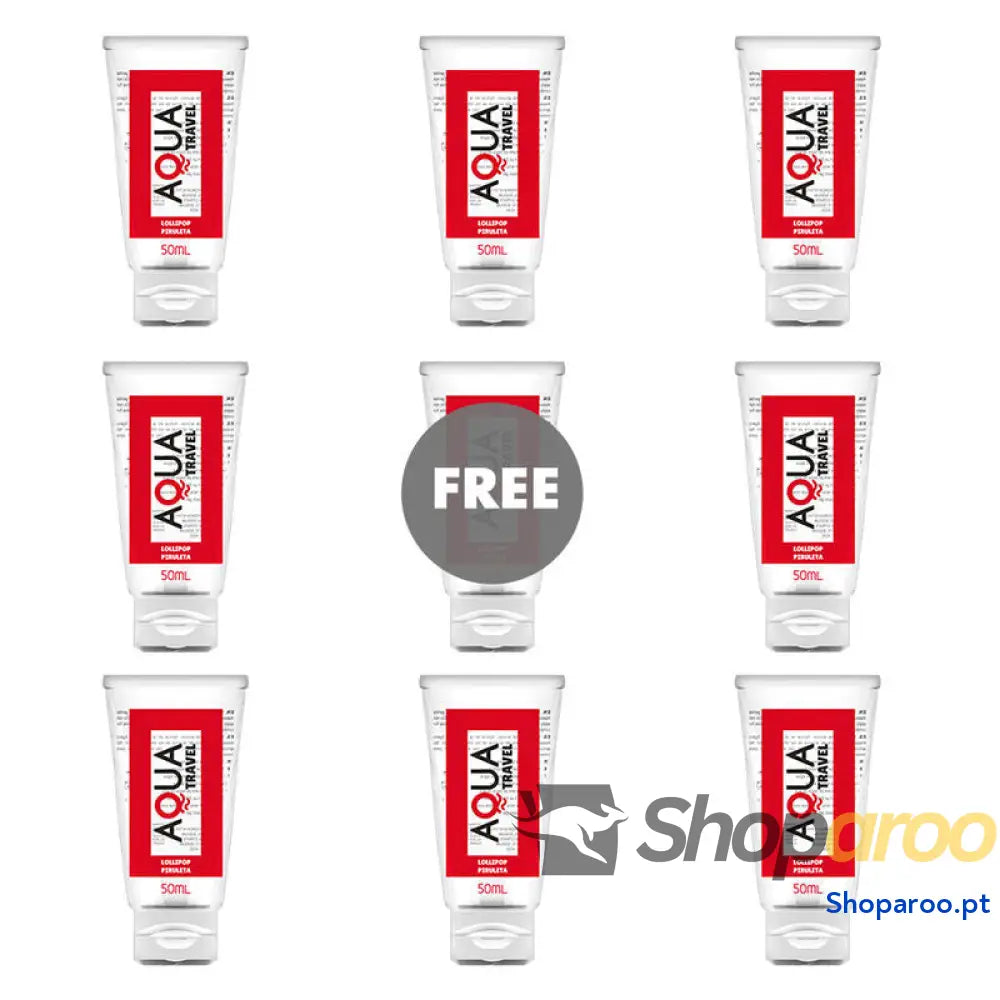 AQUA TRAVEL LUBRIFICANTE À BASE DE ÁGUA LOLLIPOP SABOR 50 ML 8 + 1 GRÁTIS