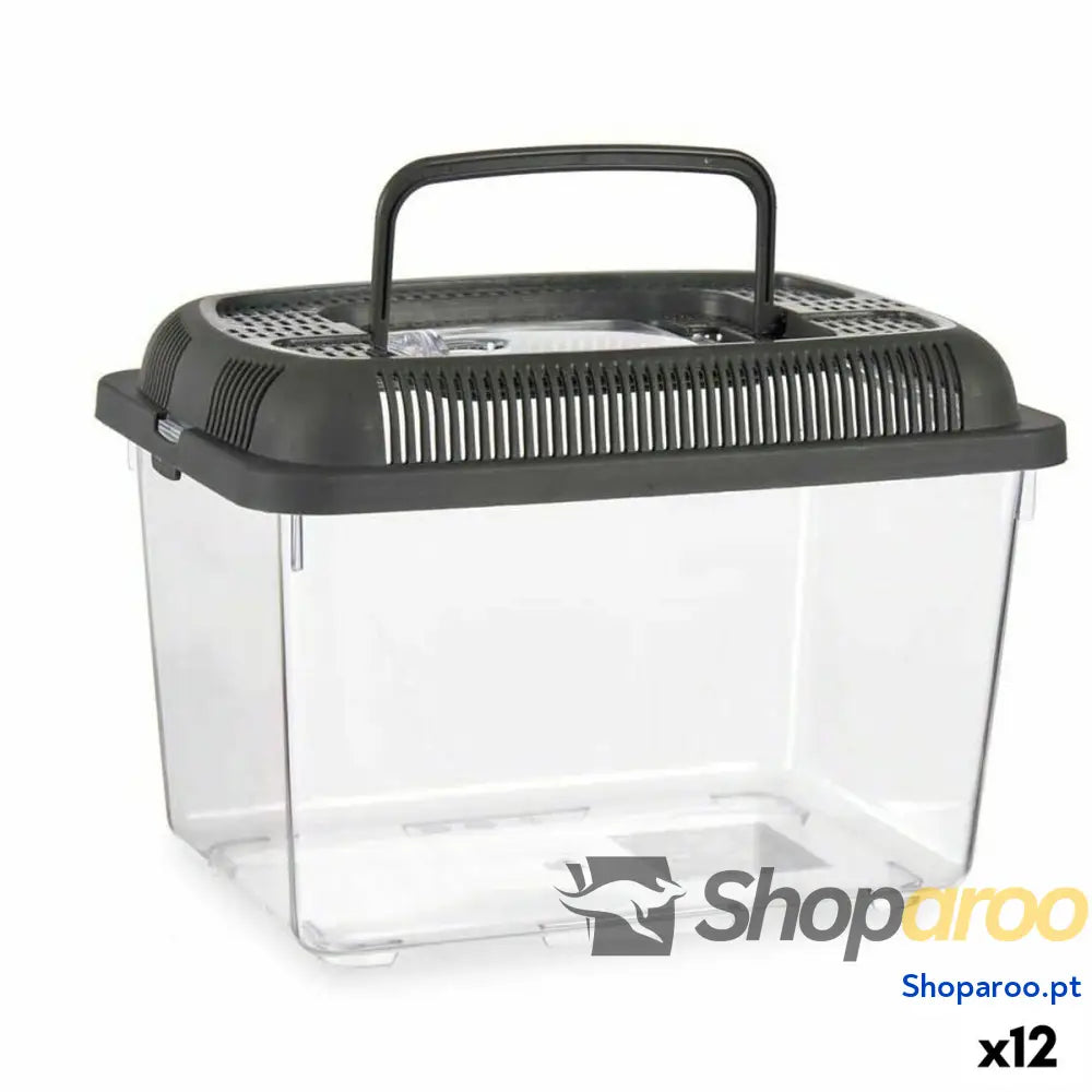 Aquário Com pega Médio Antracite Plástico 3 L 17 x 16 x 24 cm (12 Unidades)