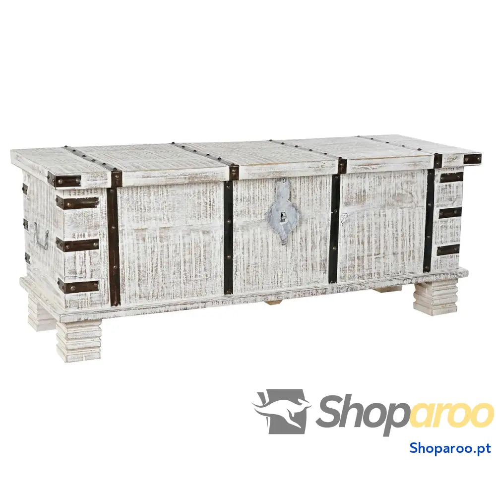 Arca DKD Home Decor Metal Branco Madeira de mangueira (116 x 40 x 45 cm)