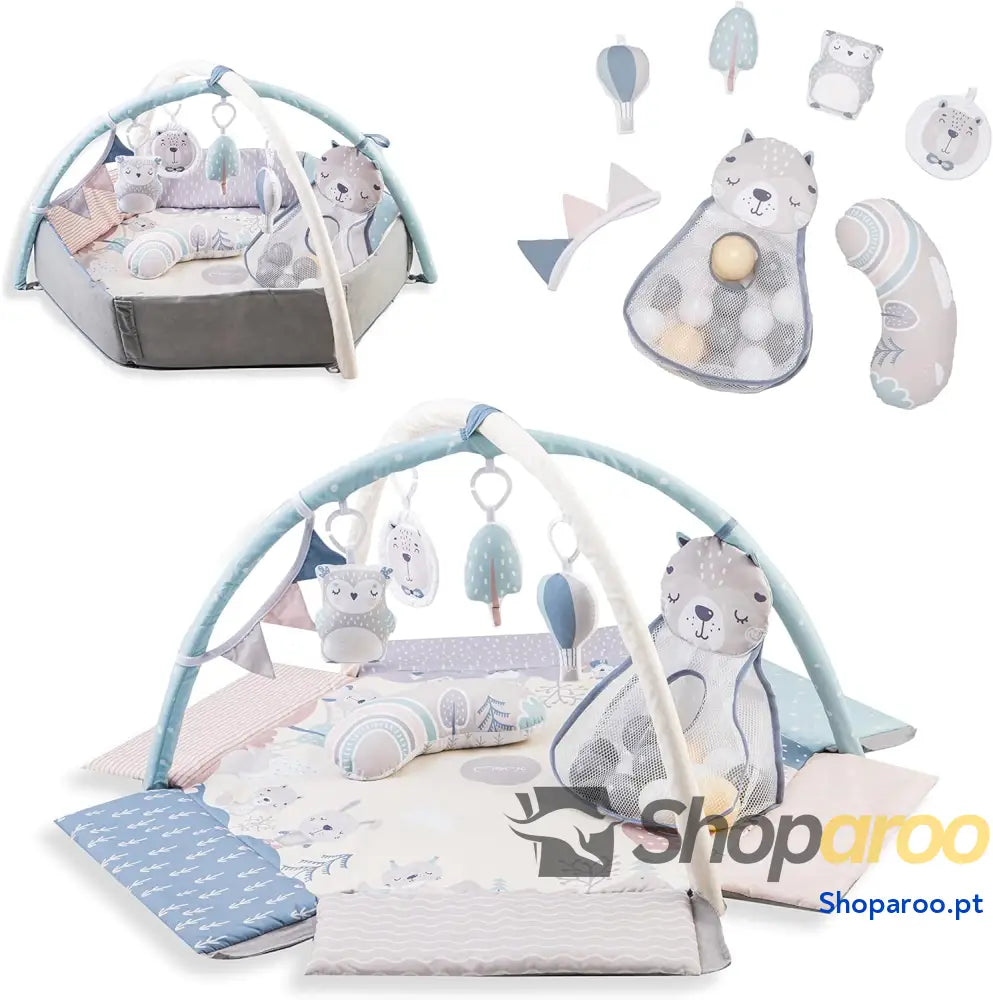 Arco de jogo com tapete para gatinhar 3 em 1 bebés desde o nascimento atividades sensorial 2 arcos banho bolas 5