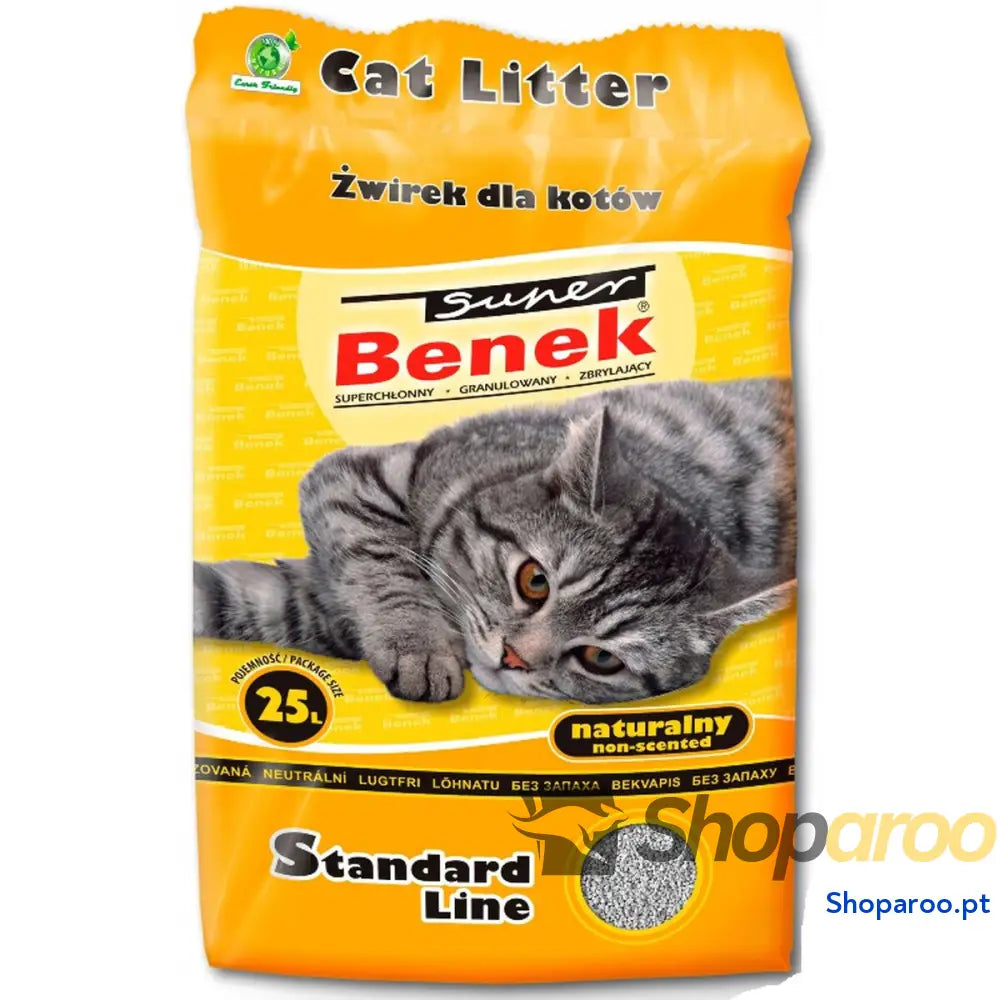 Areia para Gatos Super Benek Compact Natural Cinzento 25 L