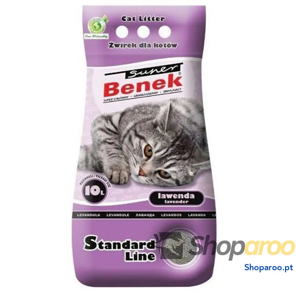 Areia para Gatos Super Benek Standard Cinzento Lavanda 10 L