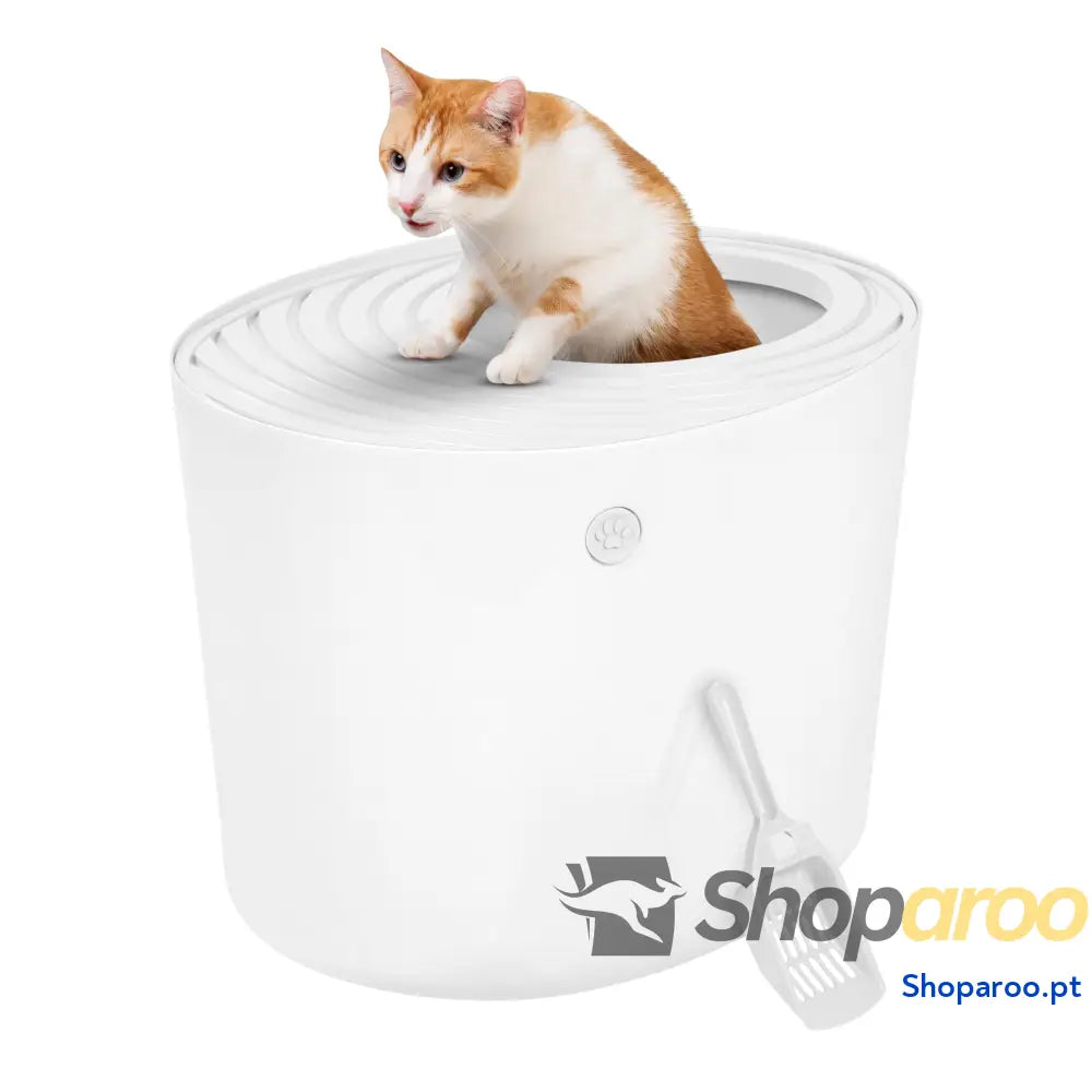 Areneiro de gato coberto com pá até 7 kg cinzento/branco caixa areia para gatos grandes e pequenos fechado caça louças