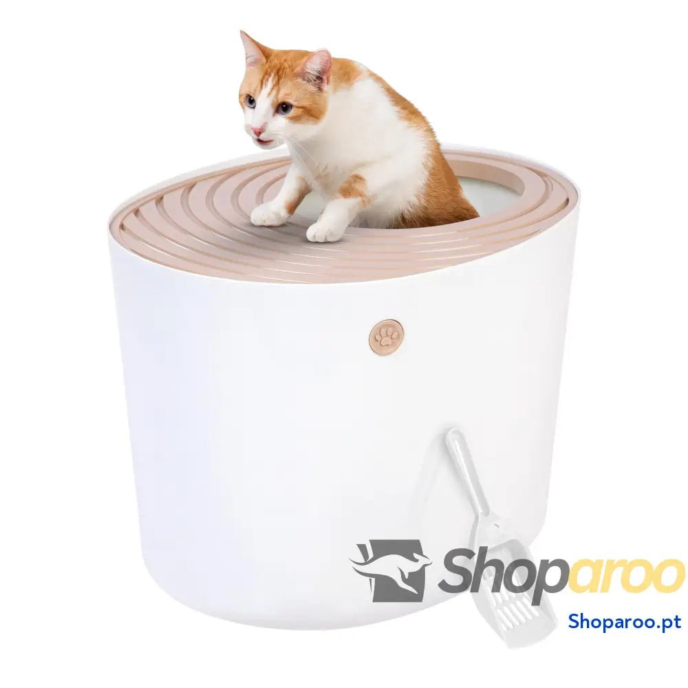 Areneiro de gato coberto com pá até 7 kg cinzento/branco caixa areia para gatos grandes e pequenos fechado caça louças