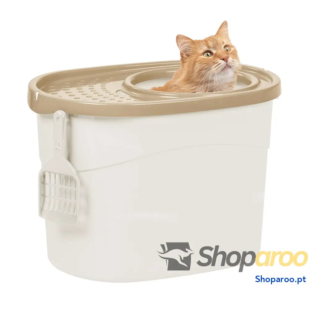 Areneiro de gato coberto com pá até 7 kg cinzento/branco caixa areia para gatos grandes e pequenos fechado caça louças